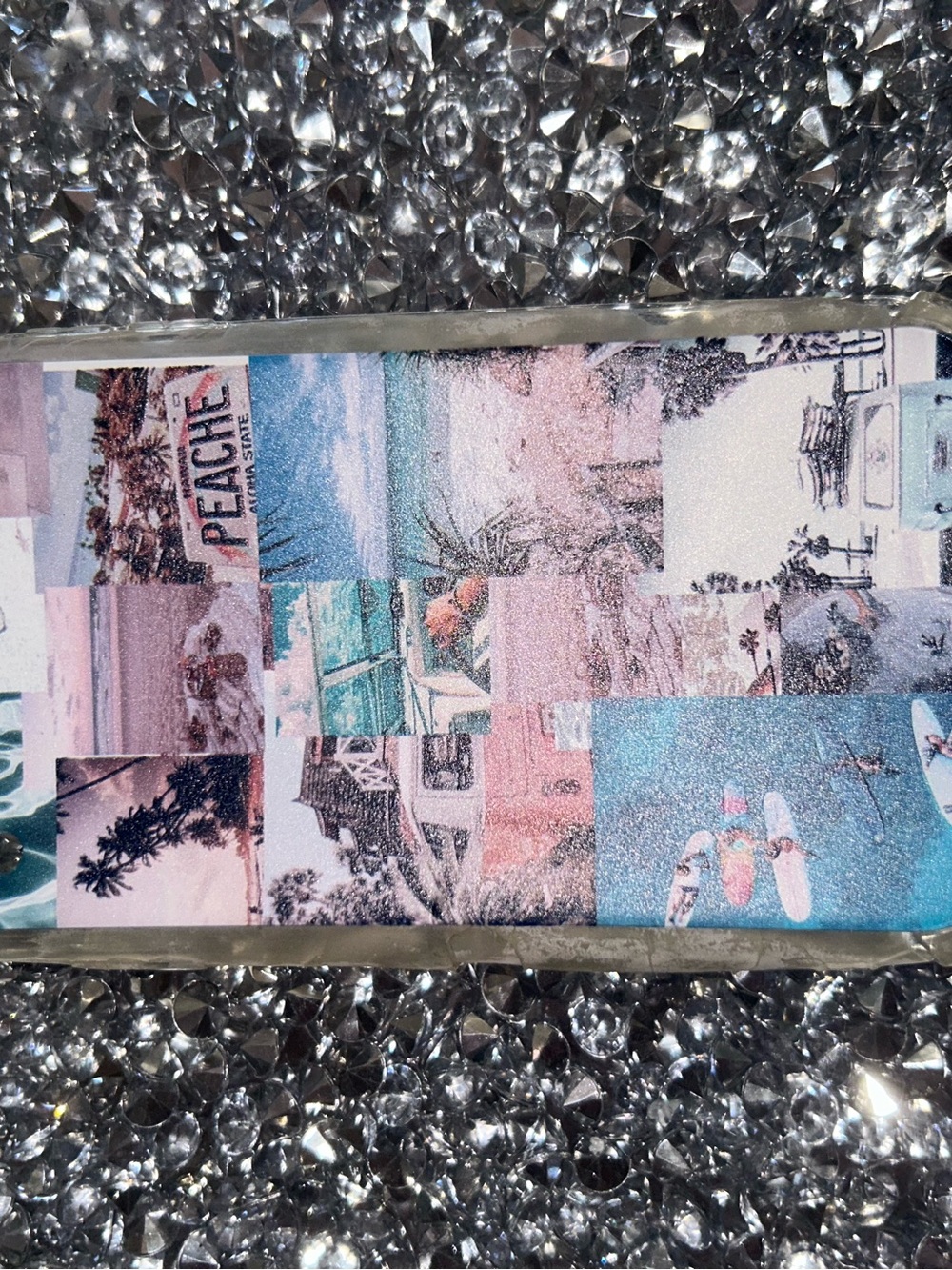 iPhone 5/6/7/8/SE Pastel Beach Collage Phone Case - Pink, Blue, Cream